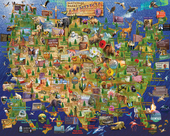 National Parks Map - 1000 Piece Jigsaw Puzzle