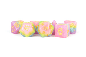 16mm Resin Polyhedral Dice Set - Colorful 18 Colors: Rainbow