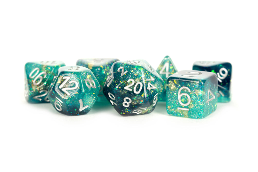 Colorful Eternal Resin Polyhedral DND Dice Set (4 Colors): Eternal Teal/Black