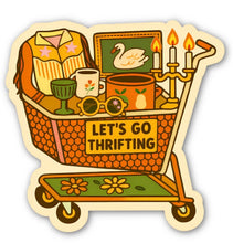 Load image into Gallery viewer, Let’s Go Thrifting Vintage Shopping Cart Sticker
