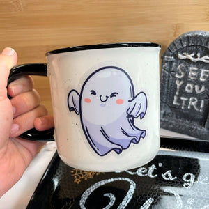 Happy Ghost Clear Sticker, 3-inch