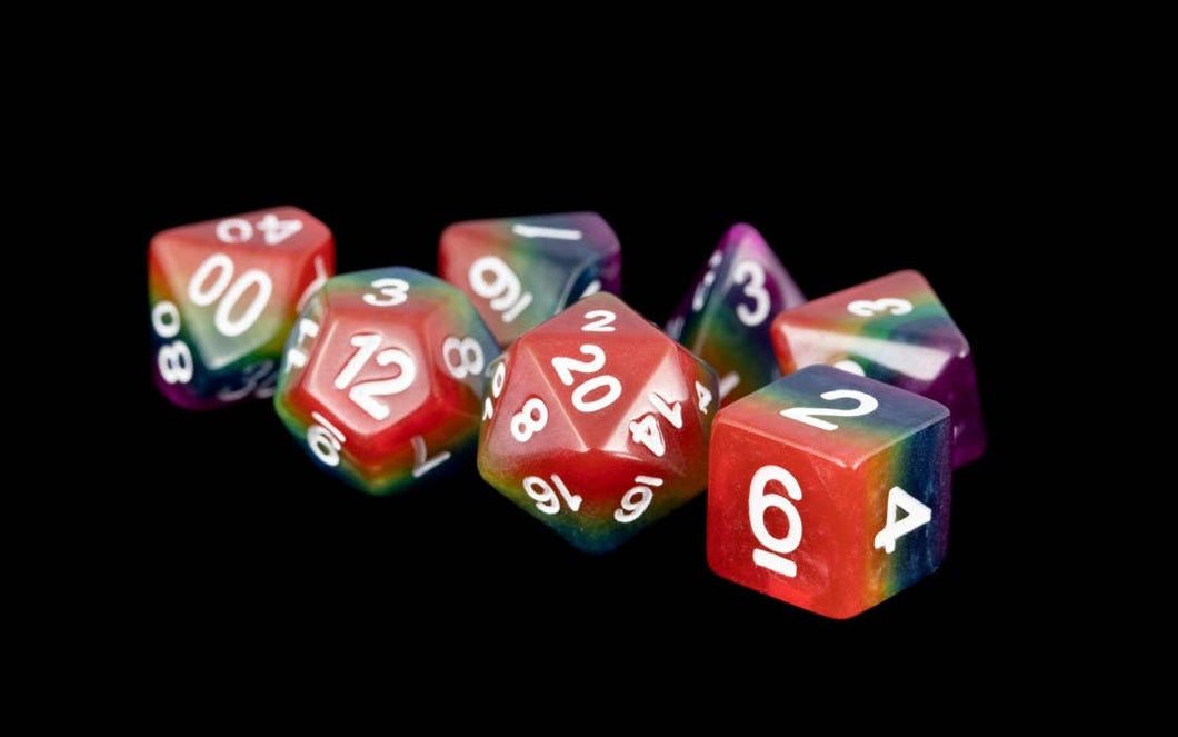 16mm Resin Polyhedral Dice Set - Colorful 18 Colors: Rainbow