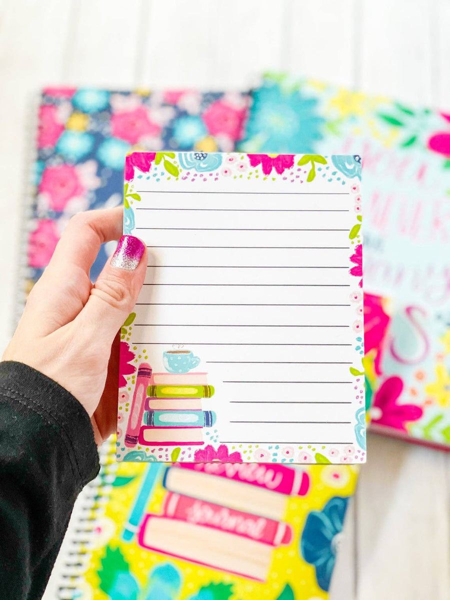 Floral Book Stack Notepad – A Little Bookish