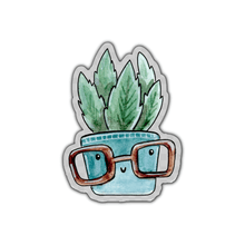 Load image into Gallery viewer, Succulent in Blue Pot with Glasses Clear Sticker, 2.5-inch