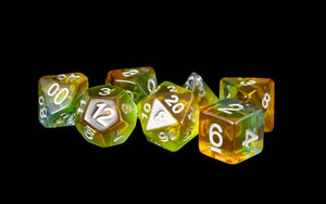 16mm Resin Polyhedral Dice Set - Colorful 18 Colors: Rainbow