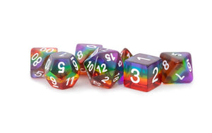 16mm Resin Polyhedral Dice Set - Colorful 18 Colors: Rainbow