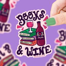 Load image into Gallery viewer, Books and Wine Reading Wine Glass Vinyl Sticker