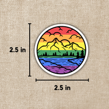 Load image into Gallery viewer, Gay Pride Mountainscape Flag Sticker