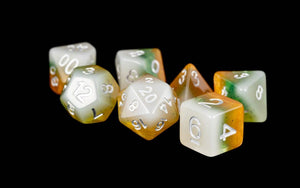 16mm Resin Polyhedral Dice Set - Colorful 18 Colors: Rainbow