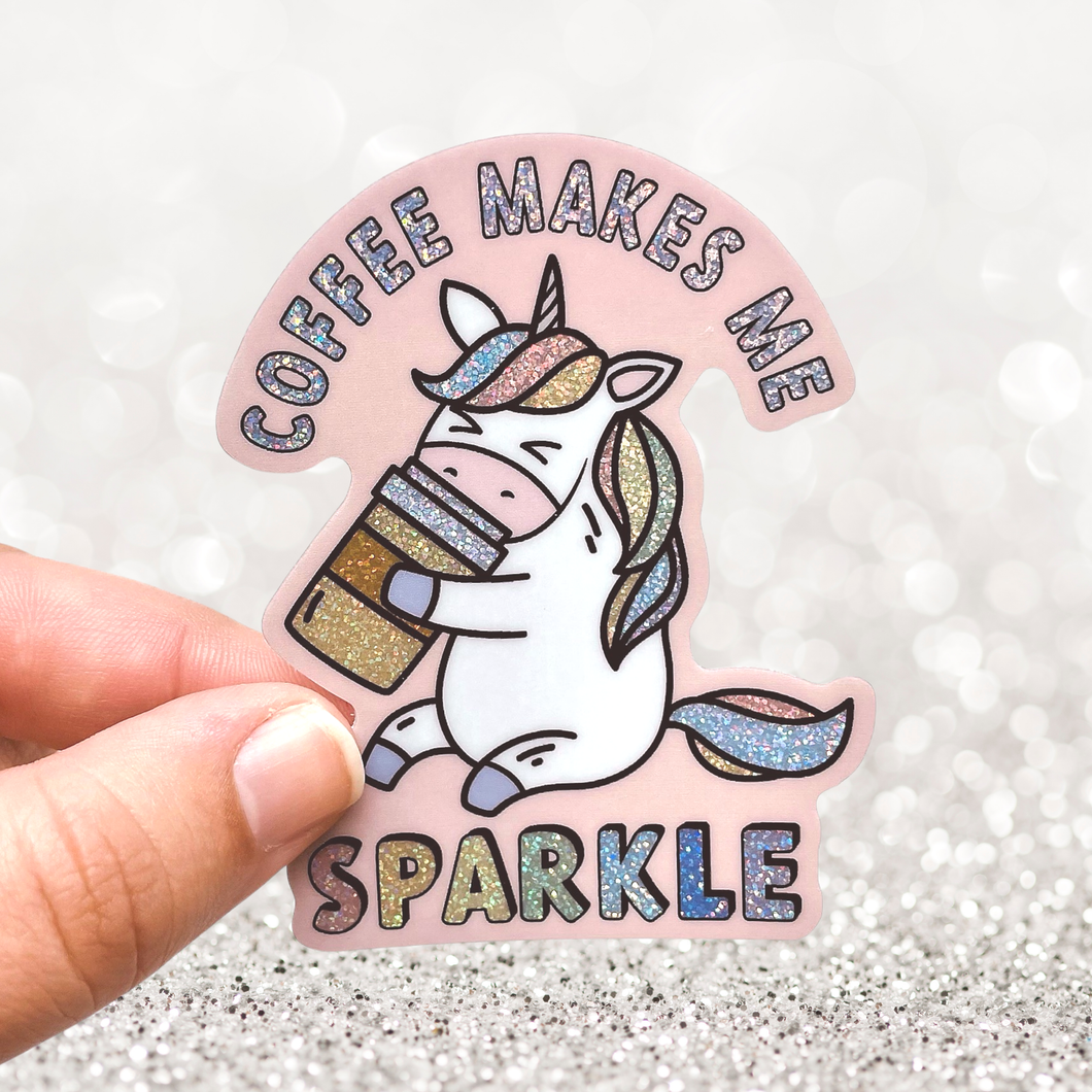 Coffee Makes Me Sparkle Unicorn, 3-inch