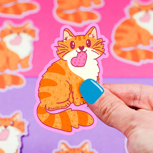 Tabby Cat Love Vinyl Sticker