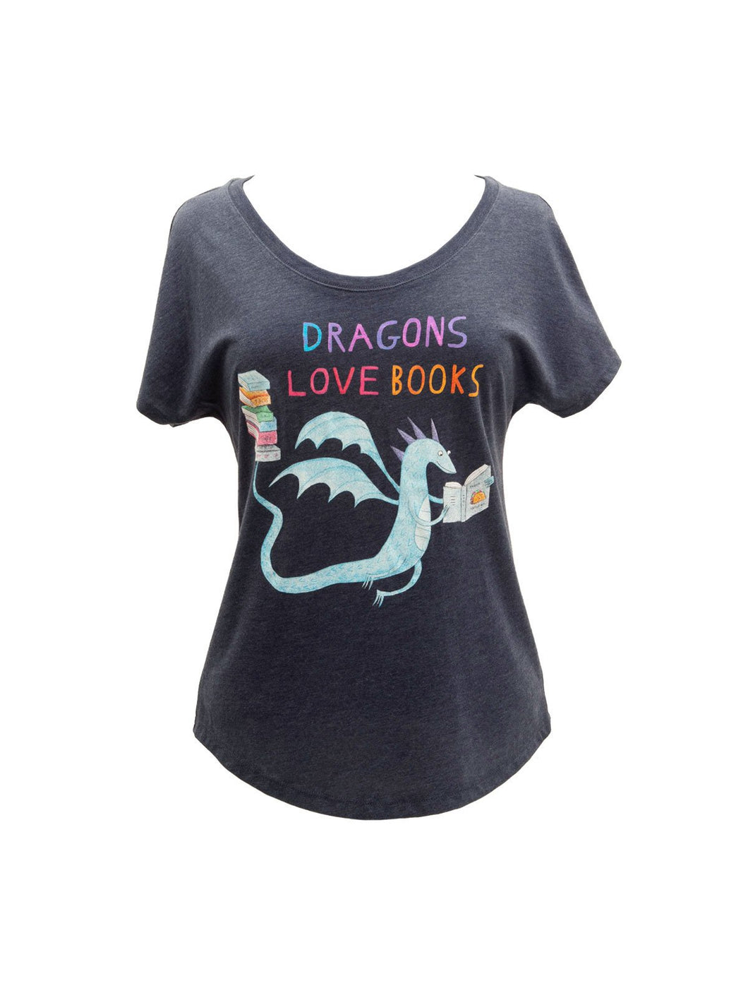 Dragons Love Books Women’s Relaxed Fit T-Shirt Size M